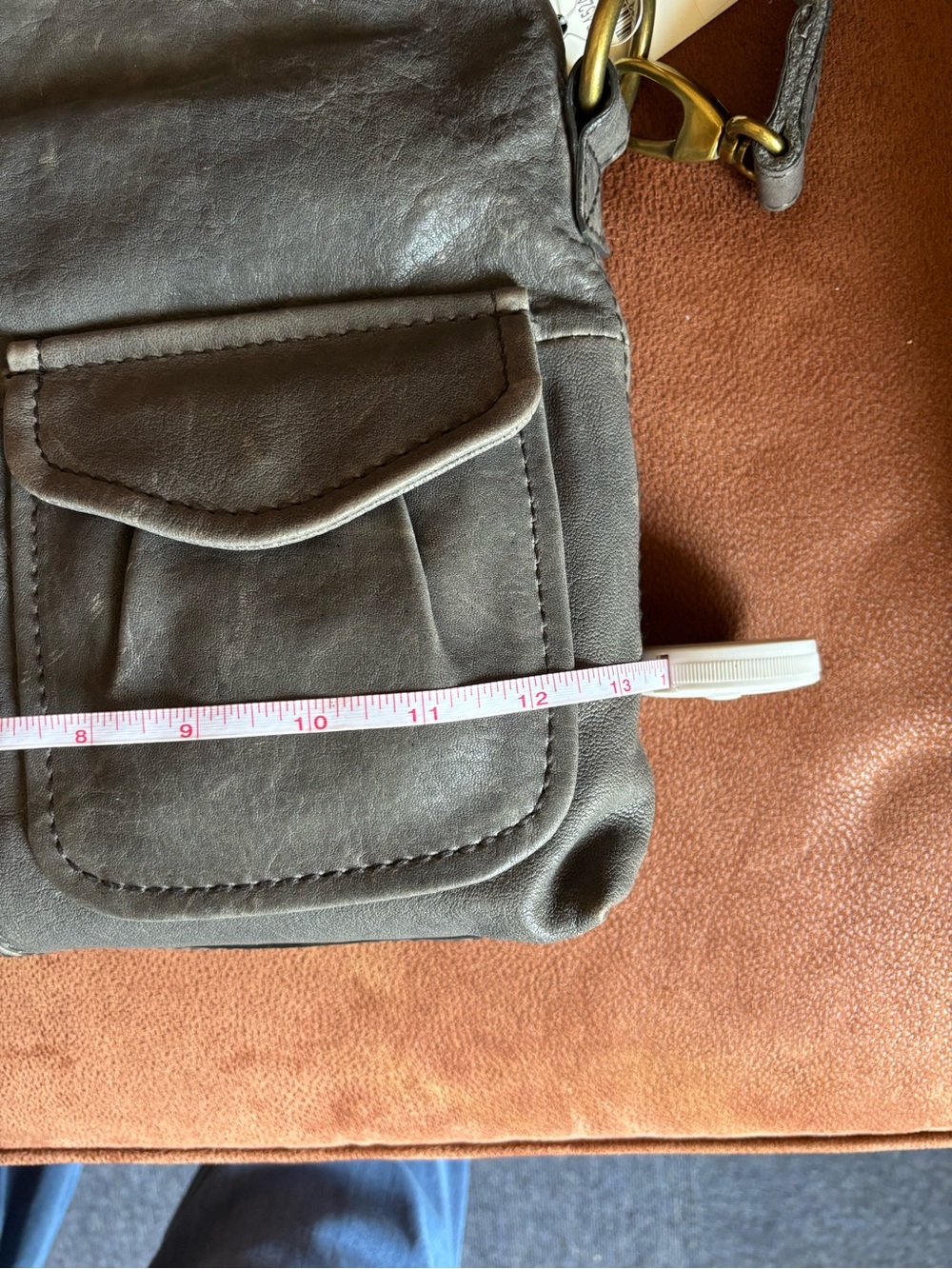Fossil Gray Leather Crossbody Bag with Front Flap Pockets - Picture 6 of 12